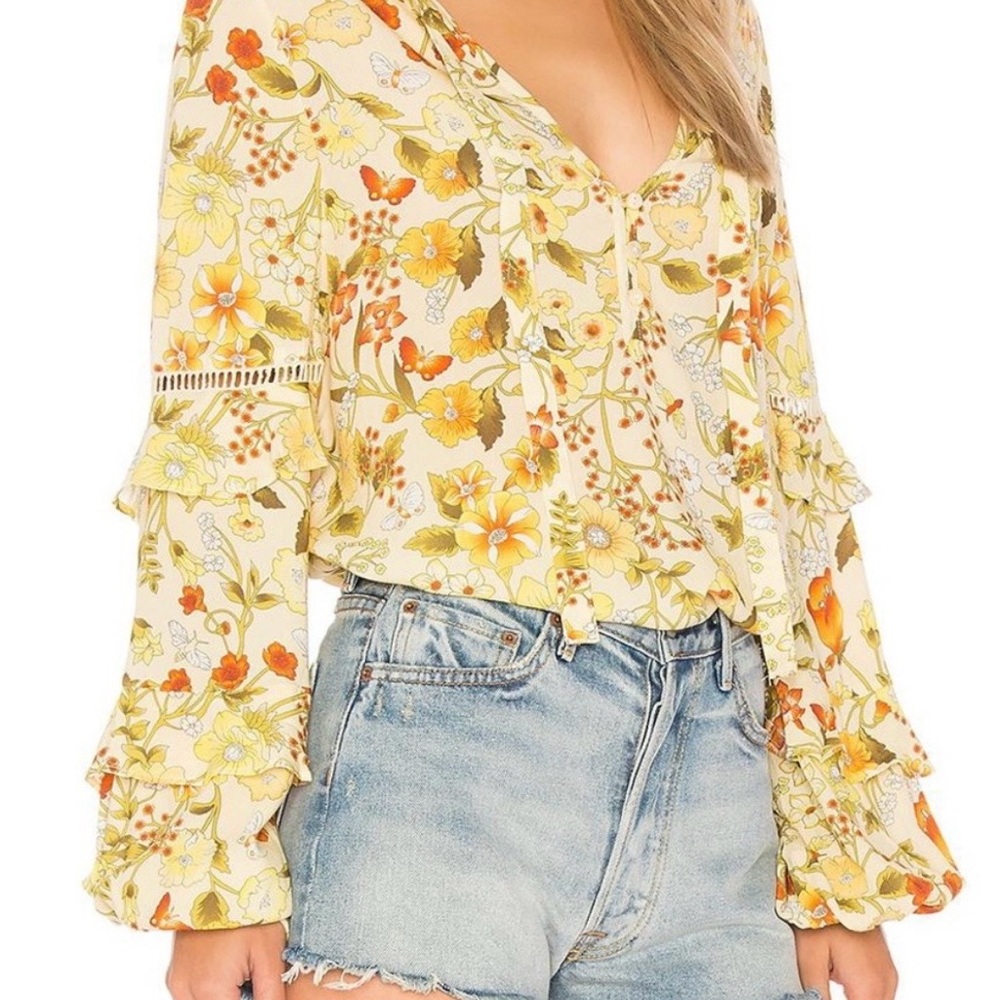 SPELL GYPSY  Floral Cream and Yellow Blouse